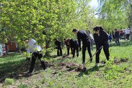 В рамках месячника по благоустройству сотрудники Администрации  района приняли участие в среднике на территории рядом с Самарским металлургическим заводом. #1