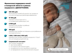 В Самарской области действует комплексная система мер поддержки семей при рождении детей #1
